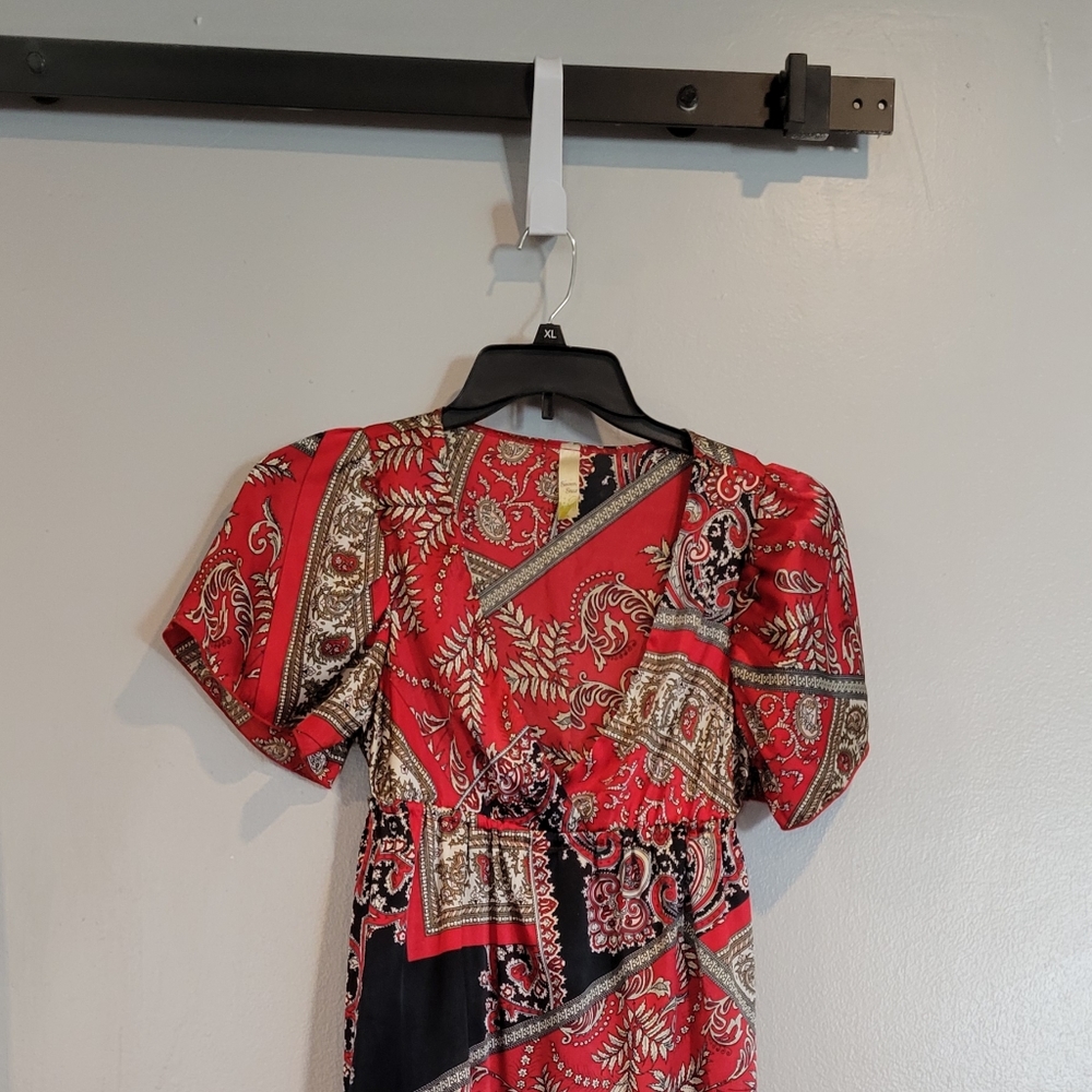 V-neck short sleeve long top